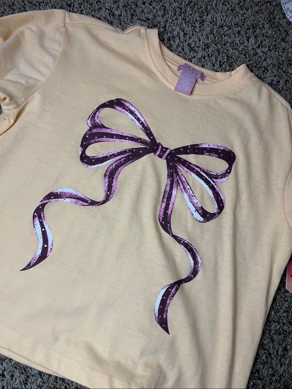 Lucky Brand Cream Tee with Purple Bow Graphic